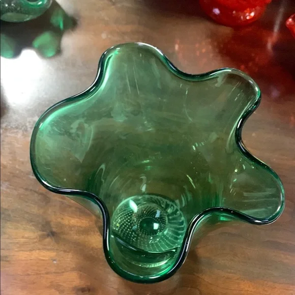 Carl Erickson “Art Deco” Vintage Green Controlled Bubble (Art) 10” Vase - Picture 2 of 5